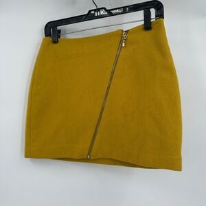 Women Y2K Micro Mini Skirt Sz 4 Wool Blend Asymmetric Zip Old Money Cottage Noir